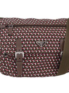 Authentic PRADA Shoulder Bag Nylon Pink Silver